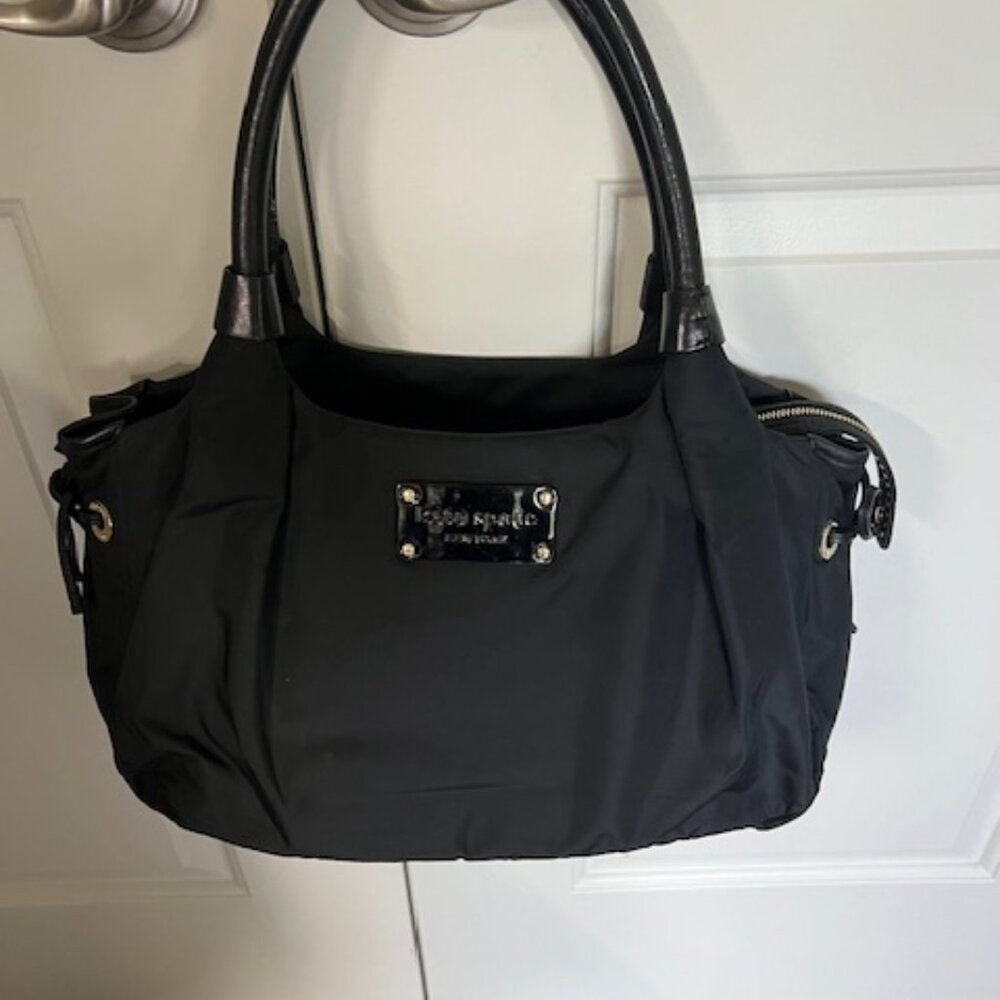 Kate Spade Nylon W/ Leather Satchel Bag Black